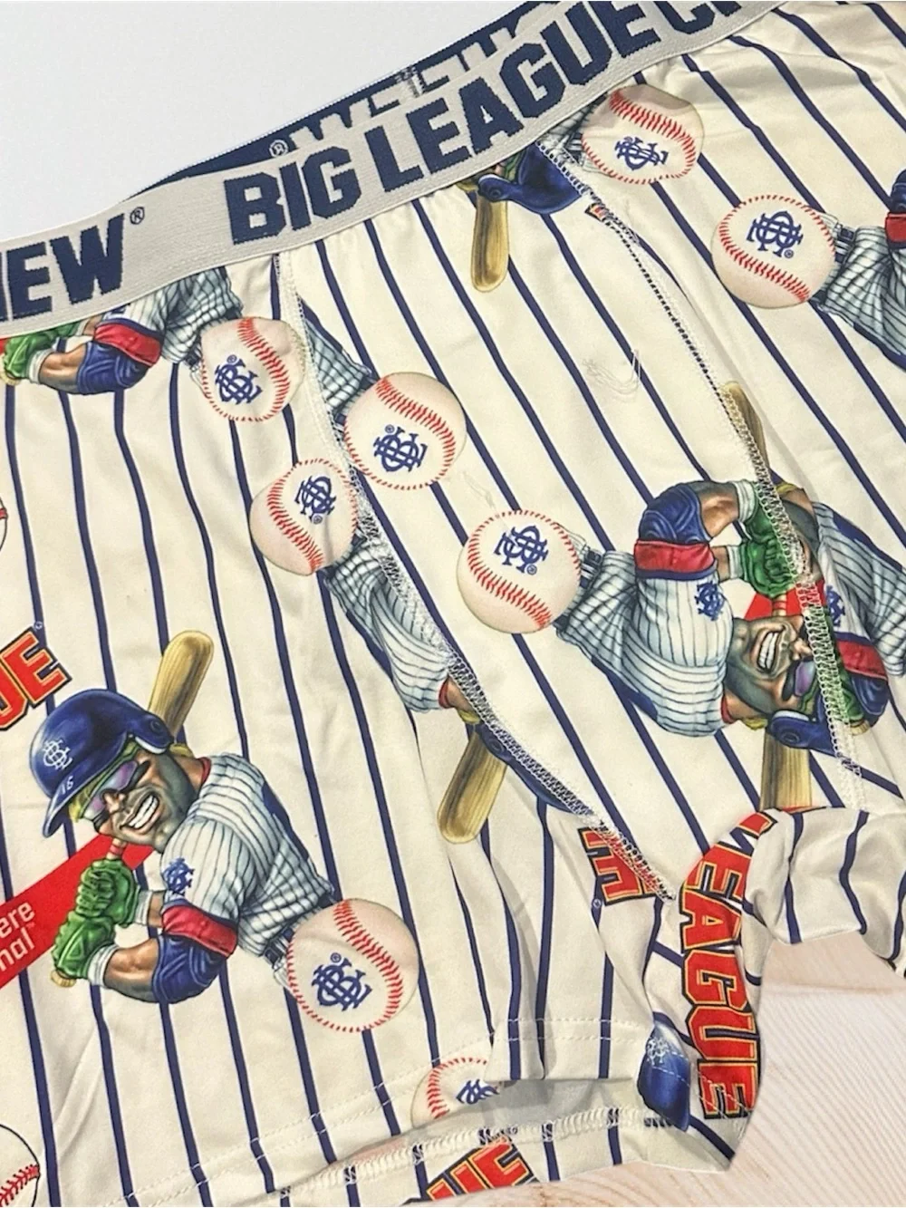 Men's Baseball Print Boxer Briefs - White/Blue